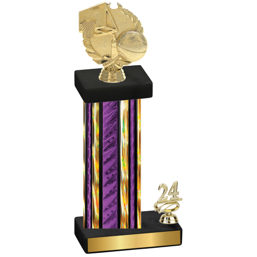 Accented Single Purple Glacier Year Basketball Trophy