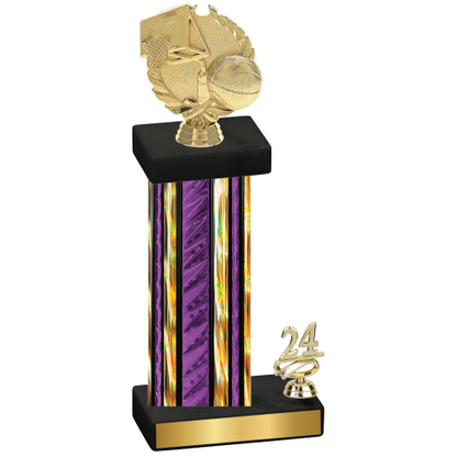 Accented Single Purple Glacier Year Basketball Trophy