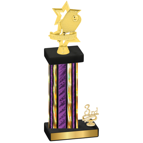 Accented Single Purple Glacier Third Place Pickleball Trophy