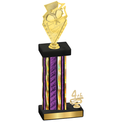 Accented Single Purple Glacier Fourth Place Pickleball Trophy