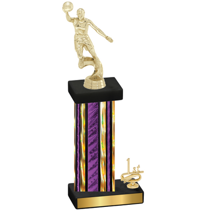 Accented Single Purple Glacier First Place Basketball Trophy