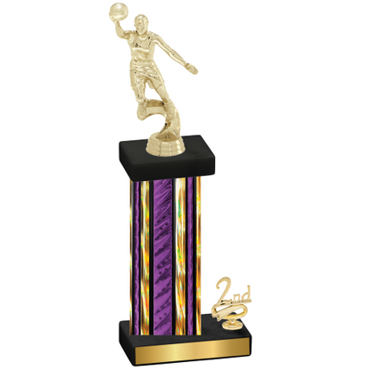 Accented Single Purple Glacier Second Place Basketball Trophy