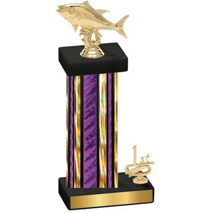 Accented Single Purple Glacier First Place Fishing Trophy