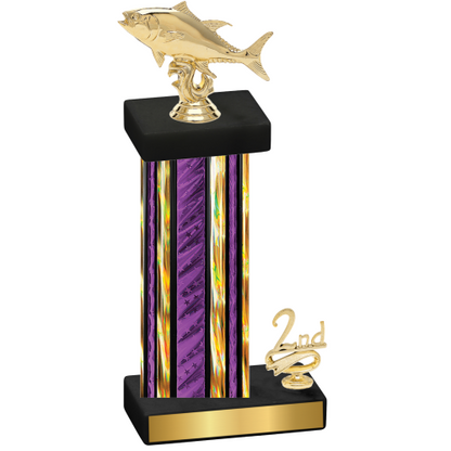 Accented Single Purple Glacier Second Place Fishing Trophy