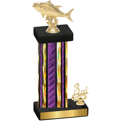 Accented Single Purple Glacier Third Place Fishing Trophy