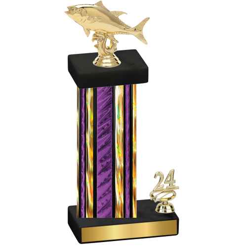 Accented Single Purple Glacier Year Fishing Trophy