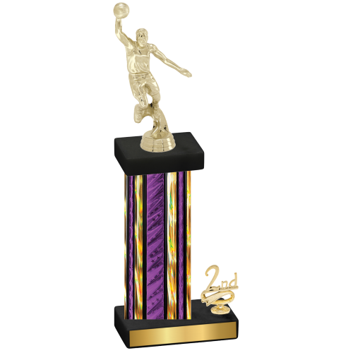 Accented Single Purple Glacier Second Place Basketball Trophy