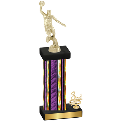 Accented Single Purple Glacier Third Place Basketball Trophy