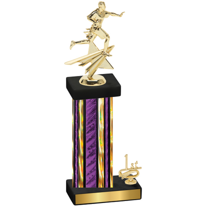 Accented Single Purple Glacier First Place Flag Football Trophy