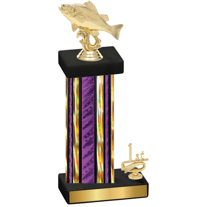 Accented Single Purple Glacier First Place Fishing Trophy