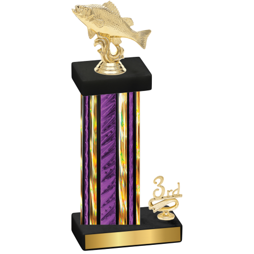 Accented Single Purple Glacier Third Place Fishing Trophy