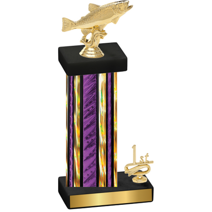 Accented Single Purple Glacier First Place Fishing Trophy