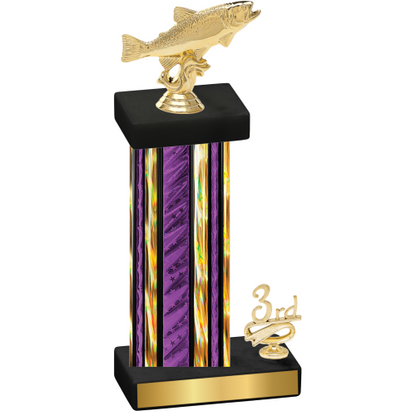 Accented Single Purple Glacier Third Place Fishing Trophy