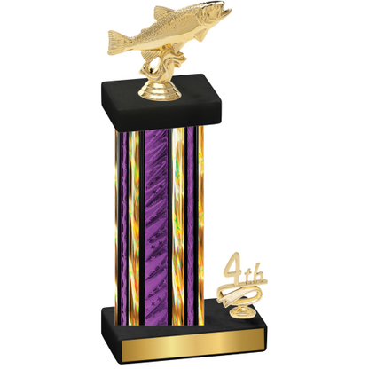 Accented Single Purple Glacier Fourth Place Fishing Trophy