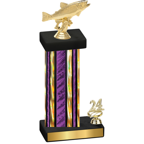 Accented Single Purple Glacier Year Fishing Trophy