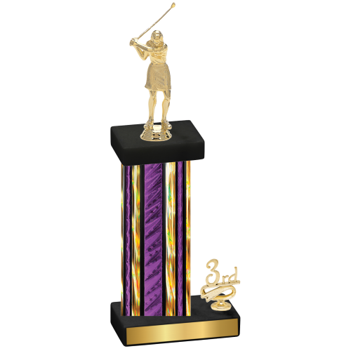 Accented Single Purple Glacier Third Place Golf Trophy