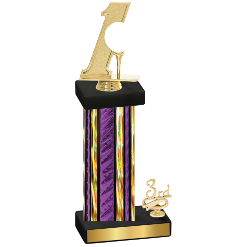 Accented Single Purple Glacier Third Place Golf Trophy