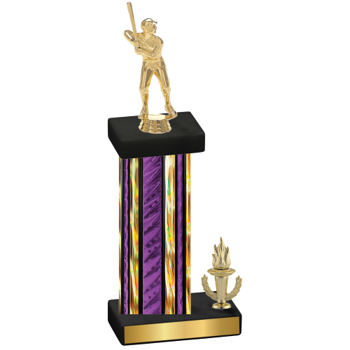 Accented Single Purple Glacier Victory Baseball Trophy