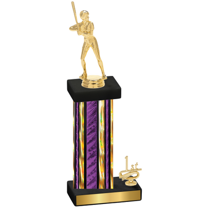 Accented Single Purple Glacier First Place Softball Trophy