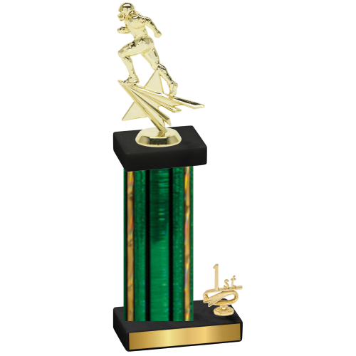 Accented Single Green Glacier First Place Football Trophy