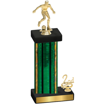 Accented Single Green Glacier Second Place Soccer Trophy