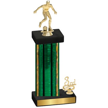 Accented Single Green Glacier Third Place Soccer Trophy