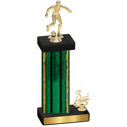 Accented Single Green Glacier Third Place Soccer Trophy