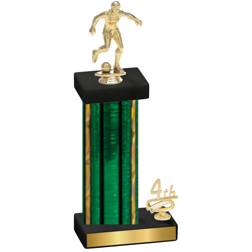 Accented Single Green Glacier Fourth Place Soccer Trophy