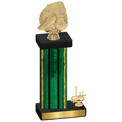 Accented Single Green Glacier First Place Soccer Trophy