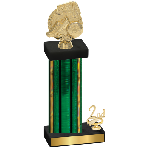 Accented Single Green Glacier Second Place Soccer Trophy