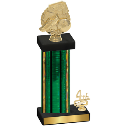 Accented Single Green Glacier Fourth Place Soccer Trophy