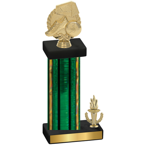 Accented Single Green Glacier Victory Soccer Trophy