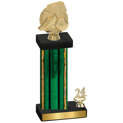 Accented Single Green Glacier Year Soccer Trophy