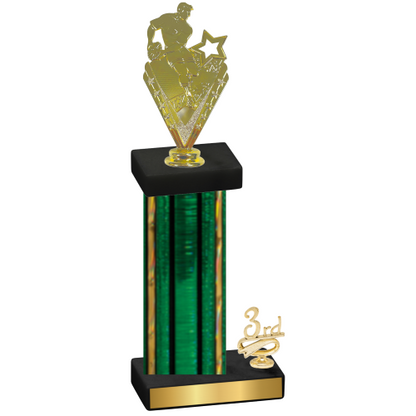 Accented Single Green Glacier Third Place Rugby Trophy