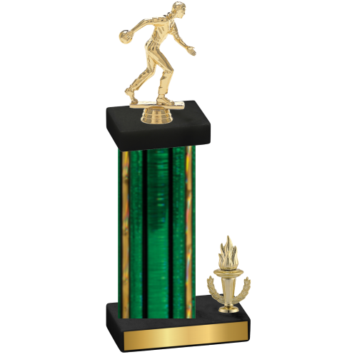 Accented Single Green Glacier Victory Bowling Trophy