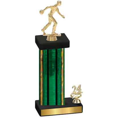 Accented Single Green Glacier Year Bowling Trophy