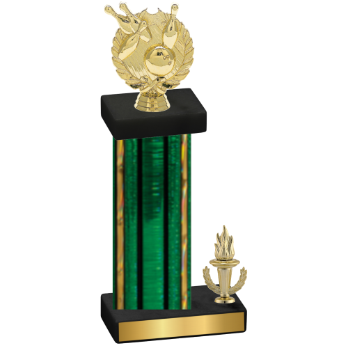 Accented Single Green Glacier Victory Bowling Trophy