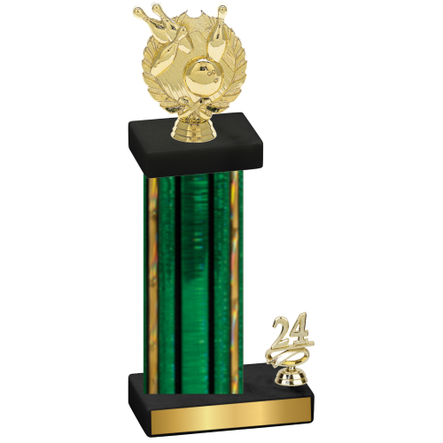 Accented Single Green Glacier Year Bowling Trophy