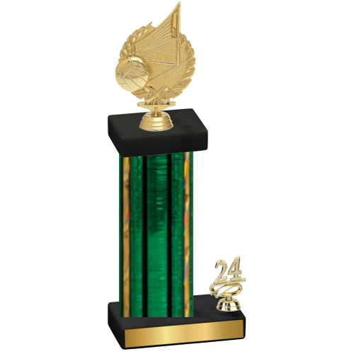 Accented Single Green Glacier Year Volleyball Trophy