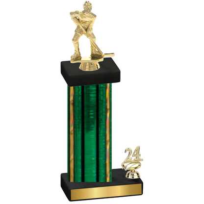 Accented Single Green Glacier Year Hockey Trophy