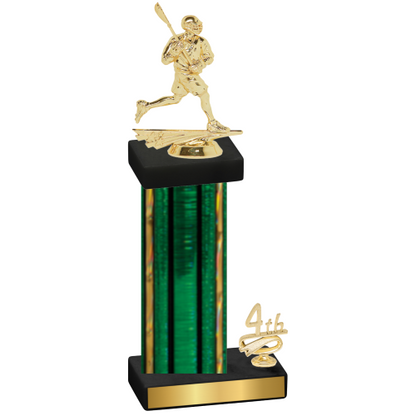 Accented Single Green Glacier Fourth Place Lacrosse Trophy