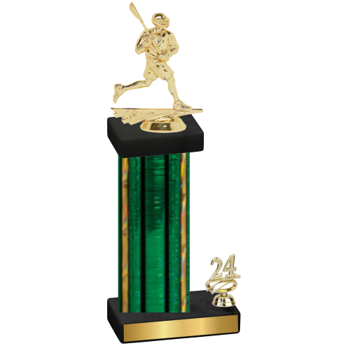 Accented Single Green Glacier Year Lacrosse Trophy