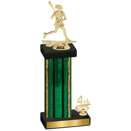 Accented Single Green Glacier Fourth Place Lacrosse Trophy