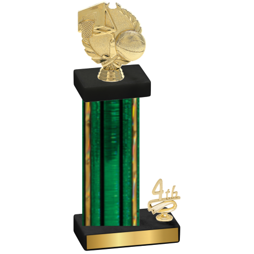 Accented Single Green Glacier Fourth Place Basketball Trophy