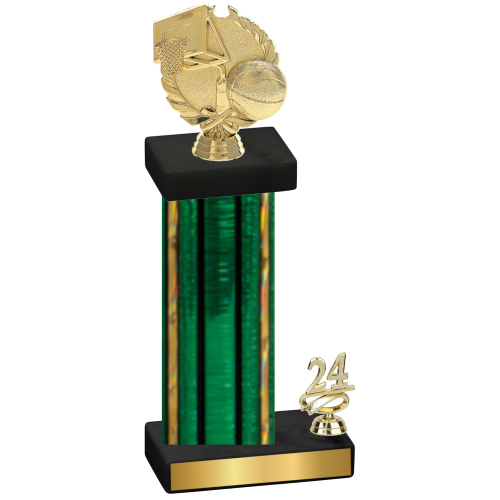 Accented Single Green Glacier Year Basketball Trophy