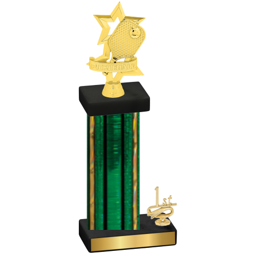 Accented Single Green Glacier First Place Pickleball Trophy