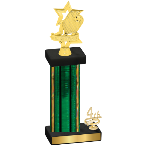 Accented Single Green Glacier Fourth Place Pickleball Trophy