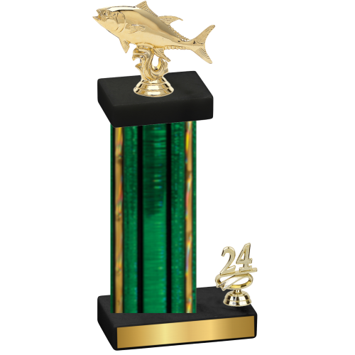 Accented Single Green Glacier Year Fishing Trophy