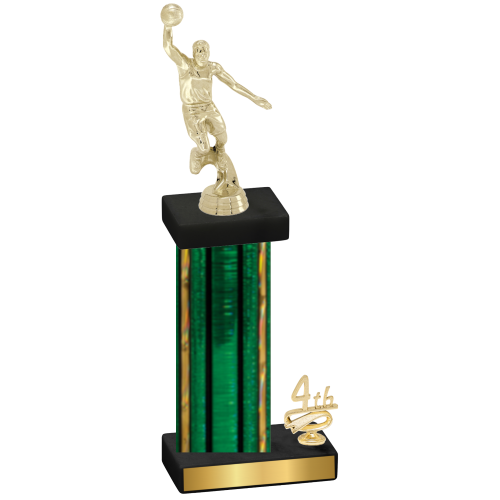 Accented Single Green Glacier Fourth Place Basketball Trophy