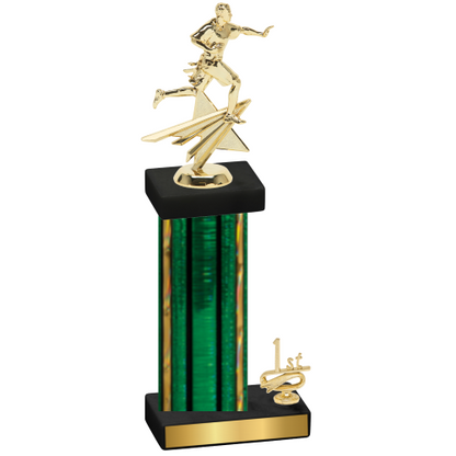 Accented Single Green Glacier First Place Flag Football Trophy